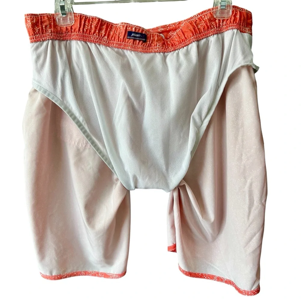 Johnnie-O Men’s Medium Swim Trunks Orange White Coral Sand-dollar Pattern